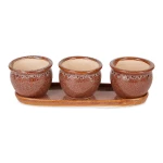 Brown Round Ceramic Small Planter (SET OF 3)
