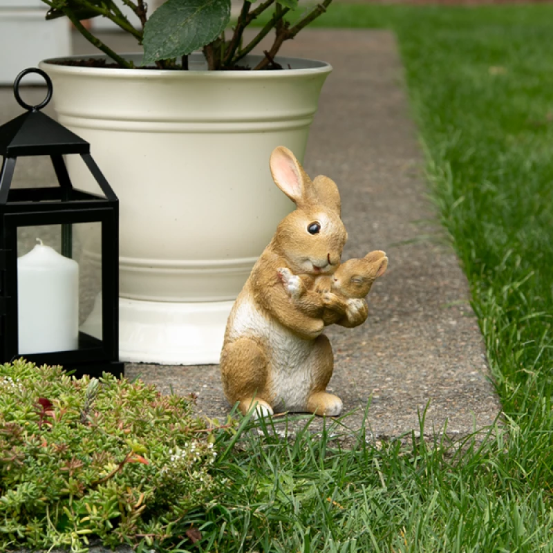 Mom and Baby Rabbit Figurine