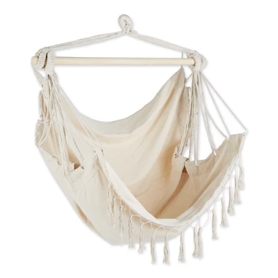 Natural Hammock Chair with Fringe Trim