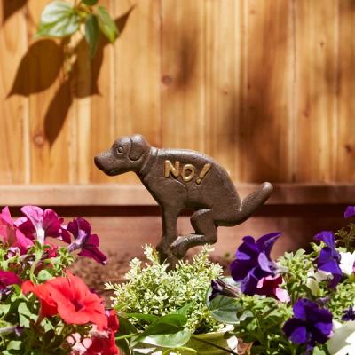 No Pooping Cast Iron Garden Stake