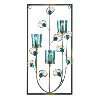 Peacock Three Candle Wall Sconce