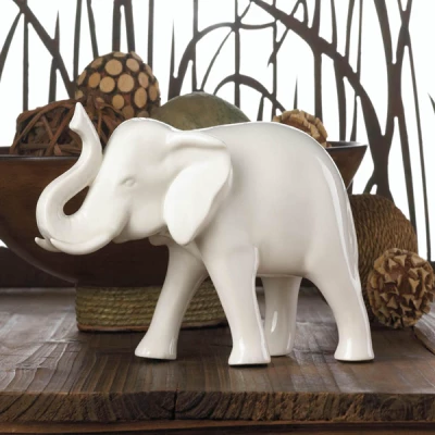 Sleek White Ceramic Elephant