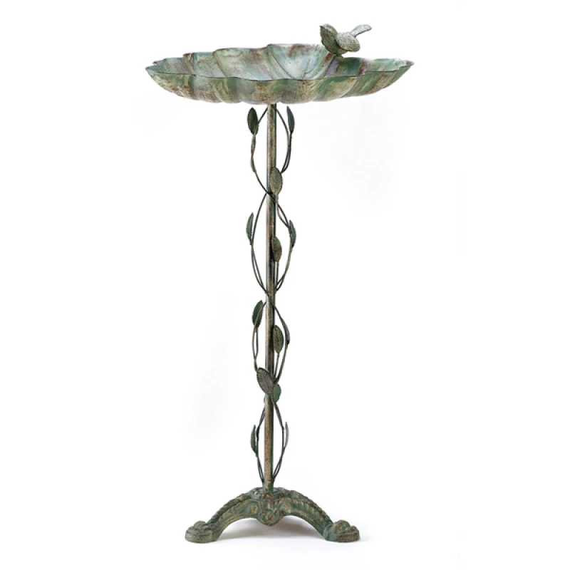 Verdigris Leaf Bird Bath