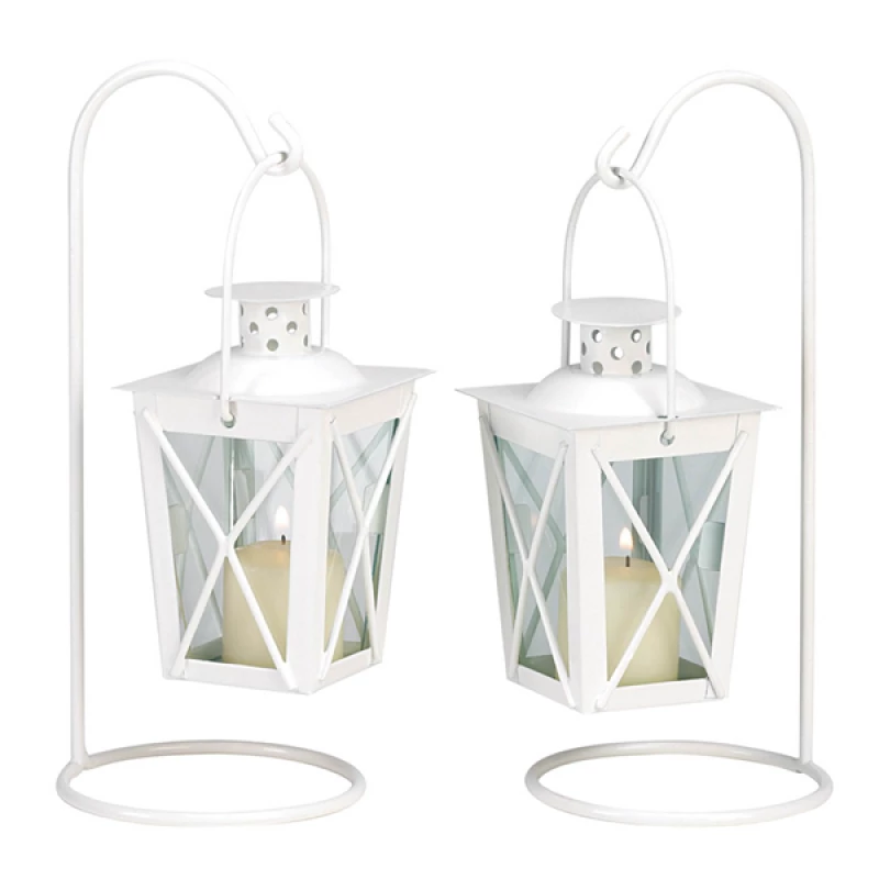 White Railroad Candle Lantern